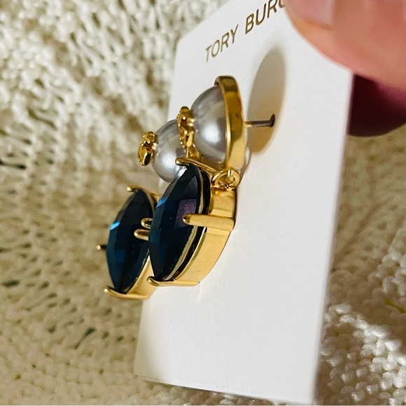 TORY BURCH Dangle Earrings Roxanne blue crystal - Picture 6 of 7